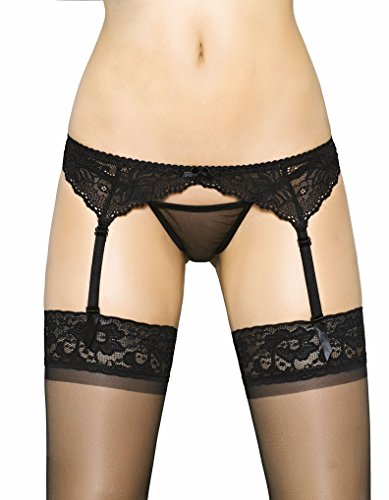 Mio Classic Lovely Daisy Black Lace Suspender Belt PPP-11 Small