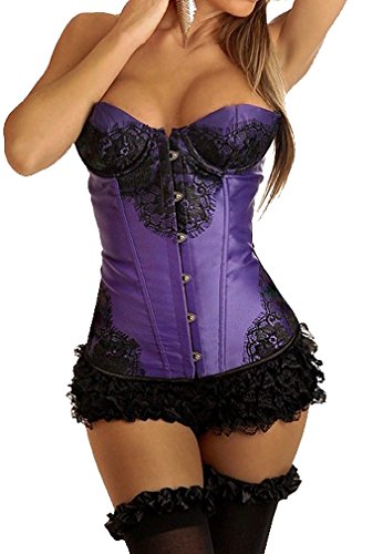 Bettydom Women Boned Lingerie Sets Palace Corset and Bustiers(X-Large,Purple)