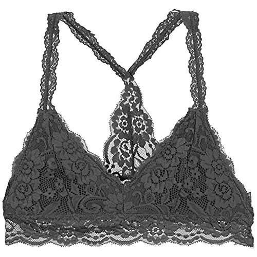 Bustier Floral Lace Crop Top Bralette Sheer Sexy Cami Tank Triangle Bra (XL, Black)