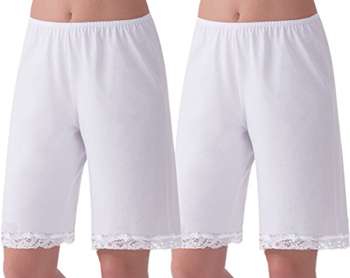 Under Moments Women's Cotton 20 Inch Pettipants Pant Slip, 2PK(XX-Large, White)